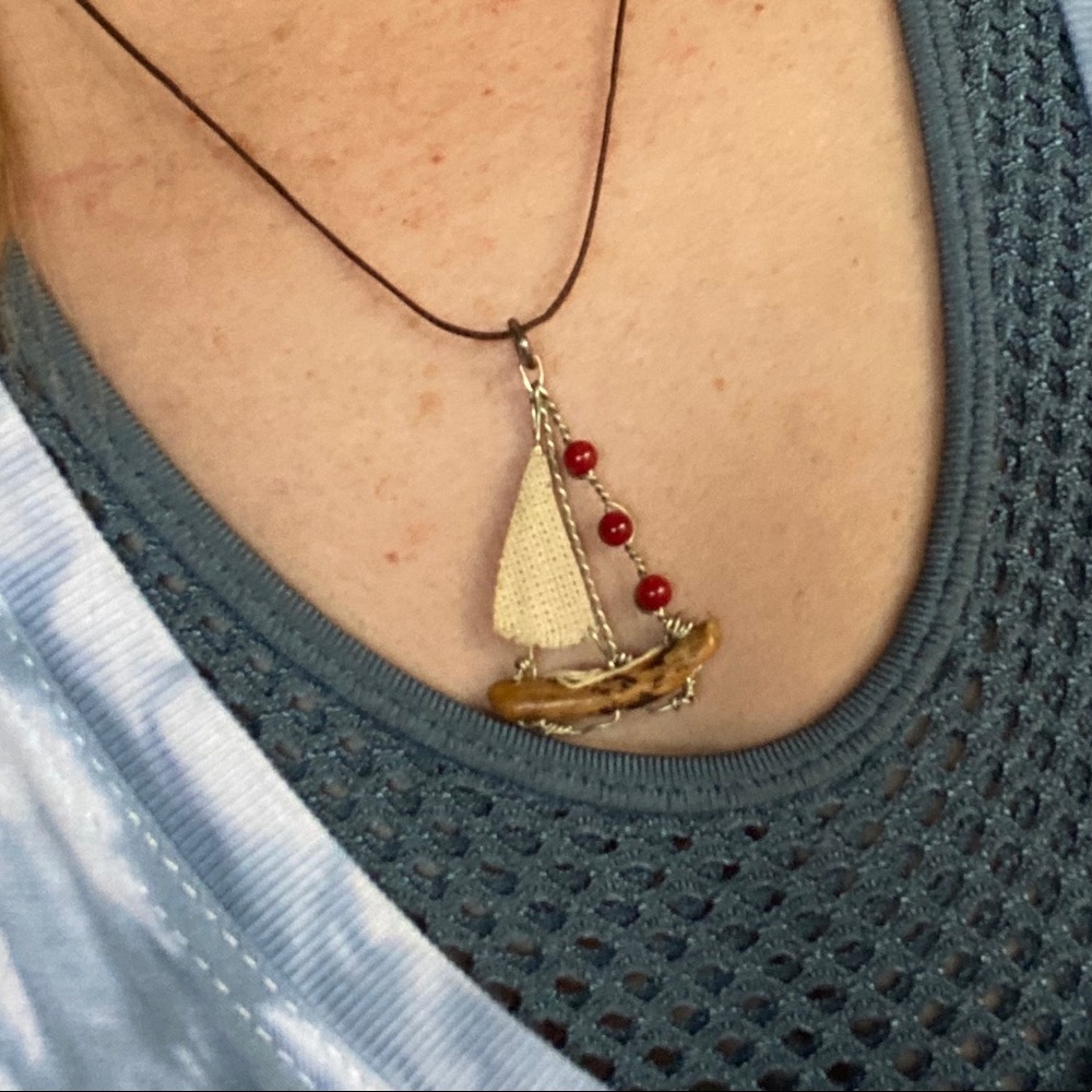Hand made sailboat necklace from Greece